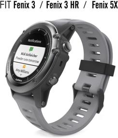 img 3 attached to 🏼 MoKo Браслет - серый силиконовый запасной браслет для часов Garmin Fenix 3/Fenix 5X/6X Series, D2 Delta PX/Descent Mk1 - совместим с Fenix 6X Pro/3 HR/5X Plus