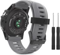 🏼 moko браслет - серый силиконовый запасной браслет для часов garmin fenix 3/fenix 5x/6x series, d2 delta px/descent mk1 - совместим с fenix 6x pro/3 hr/5x plus логотип