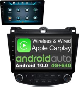 img 4 attached to GOKKCL 10.1-дюймовый Андроид 10.0 Автостерео: Беспроводной CarPlay и Android Auto, GPS-навигация, Bluetooth, WiFi - Мультимедийный плеер для Honda Accord 2003-2007.