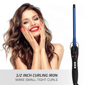 img 3 attached to 🌀 Ceramic Barrel Hair Curler, 1/2 Inch Curling Wand for Long & Short Hair - Small Curling Iron with Glove (Blue)