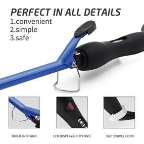 img 1 attached to 🌀 Ceramic Barrel Hair Curler, 1/2 Inch Curling Wand for Long & Short Hair - Small Curling Iron with Glove (Blue)