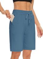 🩳 dibaolong women's comfy drawstring lounge bermuda shorts with 3 pockets - loose fit yoga shorts logo