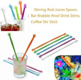 img 2 attached to 🔳 Vibrant Reusable Stir Sticks with Adorable Arm Design