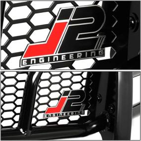 img 2 attached to 🛡️ J2 Engineering J2-GG-015: Ultimate Protection with Black Heavy Duty Front Bumper/Headlight/Grille Protector Honeycomb Mesh Brush Guard