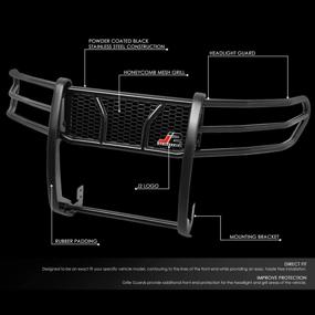 img 3 attached to 🛡️ J2 Engineering J2-GG-015: Ultimate Protection with Black Heavy Duty Front Bumper/Headlight/Grille Protector Honeycomb Mesh Brush Guard