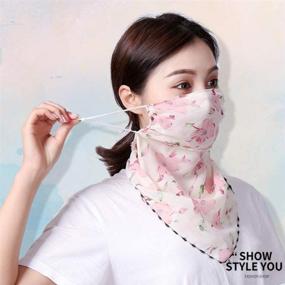 img 2 attached to KESYOO Floral Ear Loops Neck Gaiter: Sun Protection Scarf for Outdoor Activities, Walking, Hiking - Washable Mouth and Neck Cover designed for Women