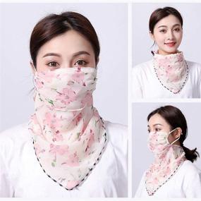 img 3 attached to KESYOO Floral Ear Loops Neck Gaiter: Sun Protection Scarf for Outdoor Activities, Walking, Hiking - Washable Mouth and Neck Cover designed for Women