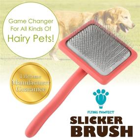 img 3 attached to 🐾 Flying Pawfect Pet Slicker Brush: Premium Grooming with Soft Massage Pins, Dematting, Deshedding & More - Your Ultimate Miracle Coat Solution for Loose Hair and Undercoat - Get Results with the Long Slicker Brush