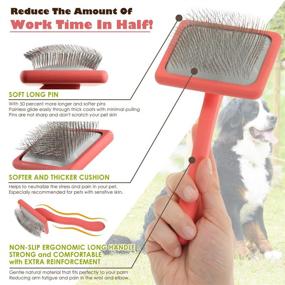 img 2 attached to 🐾 Flying Pawfect Pet Slicker Brush: Premium Grooming with Soft Massage Pins, Dematting, Deshedding & More - Your Ultimate Miracle Coat Solution for Loose Hair and Undercoat - Get Results with the Long Slicker Brush