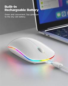 img 1 attached to 🖱️ Nulea LED Bluetooth Mouse, 2.4G Rechargeable Wireless Mouse Dual Mode with Bluetooth 5.0+USB, USB Receiver Included, Laptop Mouse for Laptop, iPad, MacOS, PC, Windows (White)