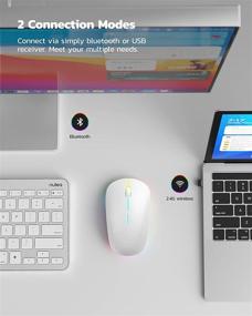 img 2 attached to 🖱️ Nulea LED Bluetooth Mouse, 2.4G Rechargeable Wireless Mouse Dual Mode with Bluetooth 5.0+USB, USB Receiver Included, Laptop Mouse for Laptop, iPad, MacOS, PC, Windows (White)