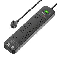 ⚡ nekteck power strip with 12 ac outlets, 18w usb c pd port, usb a port, surge protector, 6ft 14awg extension cord, office hotel home, etl certified, black (2390 joule) logo