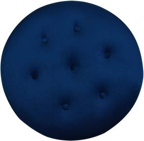 img 1 attached to 🔵 Navy Blue Velvet Poppy Round Accent Ottoman by Jennifer Taylor Home - Enhance Your Space with Gold Trim Elegance