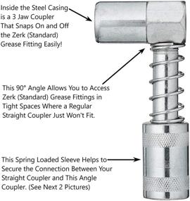 img 2 attached to 💧 Slippery Pete - 90 Degree Grease Gun Coupler: Easy-Snap Solution for Tight Space Grease Fittings