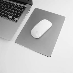 img 1 attached to Metal Aluminum Mouse Pad Hard Mat Smooth Magic Ultra Thin Double Side Mouse Mat Waterproof Fast And Accurate Control For Gaming And Office(Small Gray 9