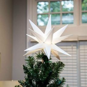img 4 attached to Easy Assembly 12-Inch Elf Logic Moravian Star Tree Topper - Stylish 3D 🌟 Lighted Christmas Star for Trees or Porch - Beautiful Bright White LED Lighting, Folding Design