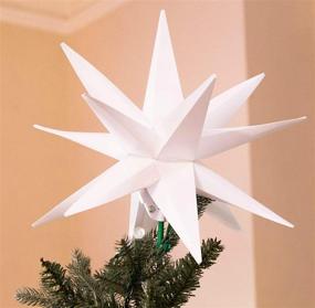 img 1 attached to Easy Assembly 12-Inch Elf Logic Moravian Star Tree Topper - Stylish 3D 🌟 Lighted Christmas Star for Trees or Porch - Beautiful Bright White LED Lighting, Folding Design