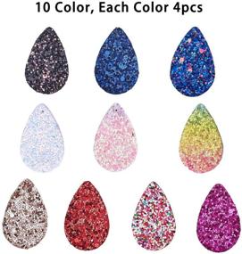 img 3 attached to 🌈 SUNNYCLUE 1 Box of 40pcs 10 Color Glitter Faux Leather Teardrop Charms Pendants with 1.5mm Double Sided Hole for DIY Dangle Leather Earring Jewelry Making