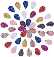🌈 sunnyclue 1 box of 40pcs 10 color glitter faux leather teardrop charms pendants with 1.5mm double sided hole for diy dangle leather earring jewelry making logo