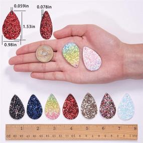 img 2 attached to 🌈 SUNNYCLUE 1 Box of 40pcs 10 Color Glitter Faux Leather Teardrop Charms Pendants with 1.5mm Double Sided Hole for DIY Dangle Leather Earring Jewelry Making