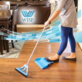 img 3 attached to 🧹 WISP Broom and Dustpan Set - Pet Hair Remover for Carpets, Indoor/Outdoor Telescoping Broom - Complete Household Cleaning Kit with Easy Wall Storage - 52'' Adjustable Handle - 3-Piece Patented WISPsystem in Blue