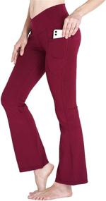 img 2 attached to High Waist Flared Bootcut Yoga Pants with Pockets for Women - Crossover Flare Leggings for Work & Dress