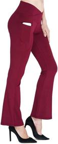 img 1 attached to High Waist Flared Bootcut Yoga Pants with Pockets for Women - Crossover Flare Leggings for Work & Dress