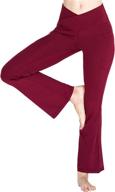 high waist flared bootcut yoga pants with pockets for women - crossover flare leggings for work & dress logo