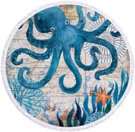 🐙 suluia round beach towel blanket: sea ocean octopus design | large 60 inches | thick microfiber | versatile tablecloth, bedding, throw logo