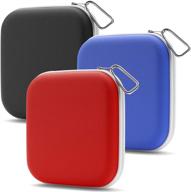 👜 neoprene mask storage case with zipper & carabiner keychain - portable face covering mask holder clip for purse, backpack, bag - 3 pack (black, red, royal blue) logo