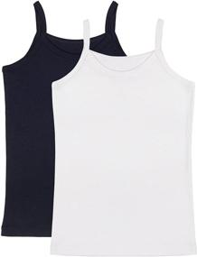 img 3 attached to 👚 Premium Quality CAOMP Girls Camisole Tank Tops: 100% Organic Cotton Undershirts (Pack of 2)