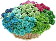 🌹 nava chiangmai assorted mini rose flowers mulberry paper floral blue purple green tone 100-piece mix for dollhouses logo