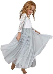 img 4 attached to Cocoyeye Lace Sleeves Wedding Toddler Easter Fancy Party Dress with Long Sleeves for Flower Girls