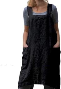 img 3 attached to Cotton Linen Cross Back Apron with Big Pockets: Ideal for Women in Baking, Cooking, BBQ & Grill!