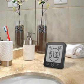 img 3 attached to 🚿 Sunsbell Waterproof Shower Wall Clock: Digital Temperature & Humidity Display with Suction Cup, Touch Screen Timer - Ideal for Kitchen and Bathroom (Black)