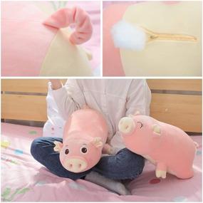 img 1 attached to 🐷 Super Soft Sleeping Piggy Plush Hugging Pillow, Perfect Kids Birthday, Valentines, Christmas Gift with Blink Eyes - 25.5 inches