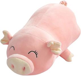 img 4 attached to 🐷 Super Soft Sleeping Piggy Plush Hugging Pillow, Perfect Kids Birthday, Valentines, Christmas Gift with Blink Eyes - 25.5 inches