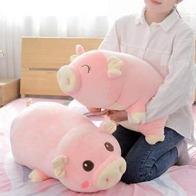 img 2 attached to 🐷 Super Soft Sleeping Piggy Plush Hugging Pillow, Perfect Kids Birthday, Valentines, Christmas Gift with Blink Eyes - 25.5 inches