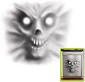 img 1 attached to 👹 Spook up your Halloween with the Beistle Demon Dishwasher Door Cover - 30" x 30" - White/Black