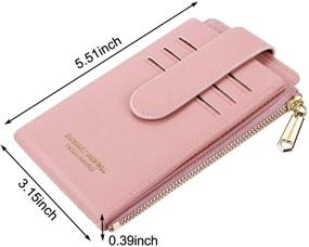 img 3 attached to 💙 Cyan Blue RFID Card Holder Wallet for Women - Slim Bifold Zipper Card Cases Money Organizers in Vibrant Pink Shade