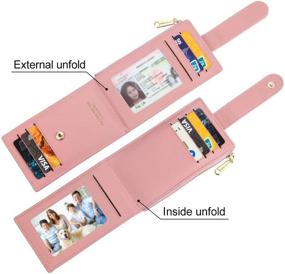 img 1 attached to 💙 Cyan Blue RFID Card Holder Wallet for Women - Slim Bifold Zipper Card Cases Money Organizers in Vibrant Pink Shade