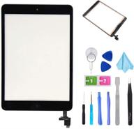 📱 premium black digitizer repair kit for ipad mini 1&amp;2 a1432 a1489 - touch screen digitizer replacement with ic chip, home button, tools, and pre-installed adhesive logo