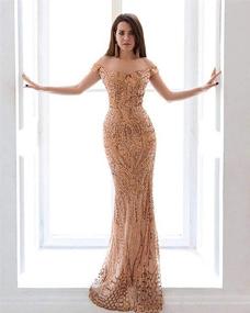 img 3 attached to 👗 Captivating Off Shoulder Sequined Maxi Dress for Prom: WRStore Women's Evening Party Delight