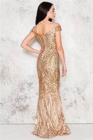 img 2 attached to 👗 Captivating Off Shoulder Sequined Maxi Dress for Prom: WRStore Women's Evening Party Delight