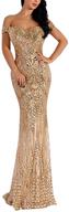 👗 captivating off shoulder sequined maxi dress for prom: wrstore women's evening party delight logo