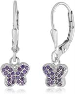 🦄 unicornj kids' tweens sterling silver 925 cz pave butterfly dangle leverback earrings from italy logo