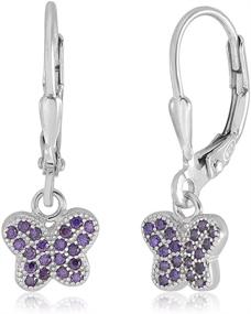 img 3 attached to 🦄 UNICORNJ Kids' Tweens Sterling Silver 925 CZ Pave Butterfly Dangle Leverback Earrings from Italy