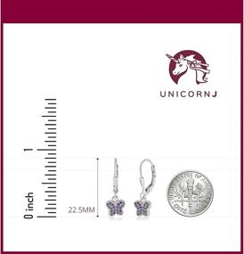 img 2 attached to 🦄 UNICORNJ Kids' Tweens Sterling Silver 925 CZ Pave Butterfly Dangle Leverback Earrings from Italy