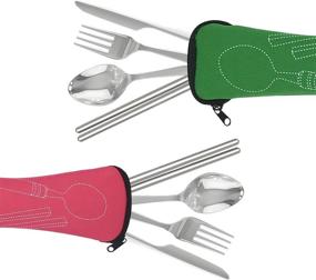 img 2 attached to Stainless Flatware Chopsticks Camping Neoprene