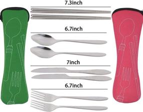 img 1 attached to Stainless Flatware Chopsticks Camping Neoprene